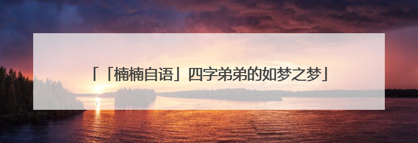「楠楠自语」四字弟弟的如梦之梦