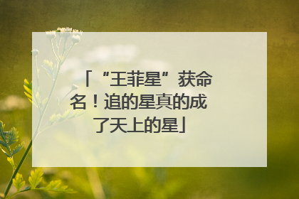 “王菲星”获命名！追的星真的成了天上的星