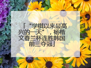 “学棋以来最高兴的一天”，杨楷文春兰杯连胜韩国前三夺冠