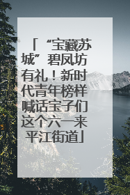 “宝藏苏城”碧凤坊有礼！新时代青年榜样喊话宝子们这个六一来平江街道