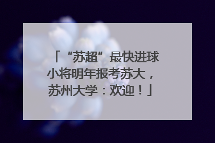“苏超”最快进球小将明年报考苏大，苏州大学：欢迎！