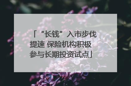 “长钱”入市步伐提速 保险机构积极参与长期投资试点