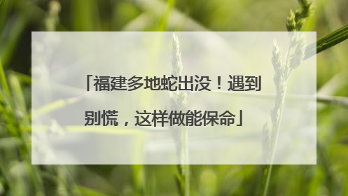 福建多地蛇出没！遇到别慌，这样做能保命