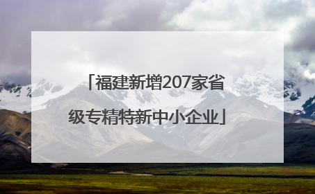 福建新增207家省级专精特新中小企业