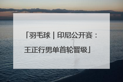 羽毛球｜印尼公开赛：王正行男单首轮晋级