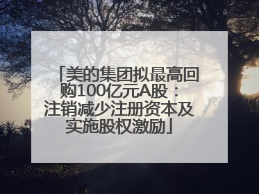 美的集团拟最高回购100亿元A股：注销减少注册资本及实施股权激励
