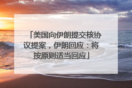 美国向伊朗提交核协议提案，伊朗回应：将按原则适当回应