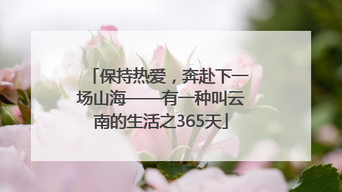 保持热爱，奔赴下一场山海——有一种叫云南的生活之365天