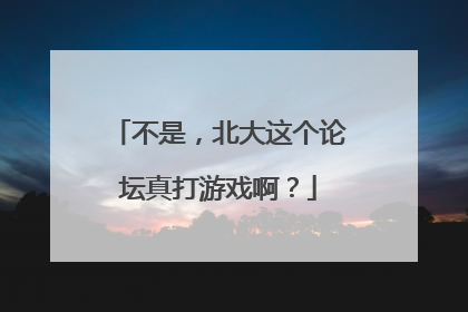 不是，北大这个论坛真打游戏啊？