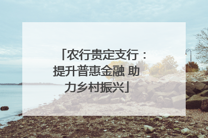 农行贵定支行：提升普惠金融 助力乡村振兴