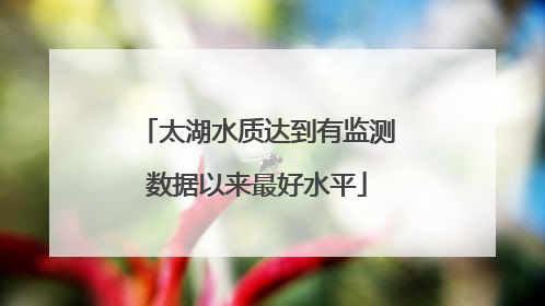 太湖水质达到有监测数据以来最好水平