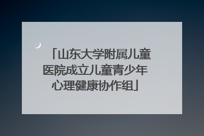 山东大学附属儿童医院成立儿童青少年心理健康协作组