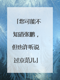 您可能不知道张鹏，但也许听说过京范儿