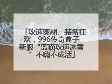 攻速爽翻、装备狂欢，996传奇盒子新服“蓝猫攻速冰雪”不嗨不成活