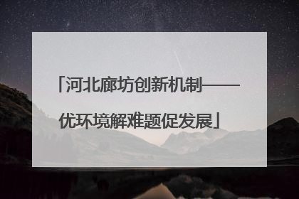河北廊坊创新机制——优环境解难题促发展