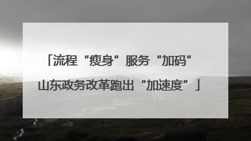 流程“瘦身”服务“加码” 山东政务改革跑出“加速度”