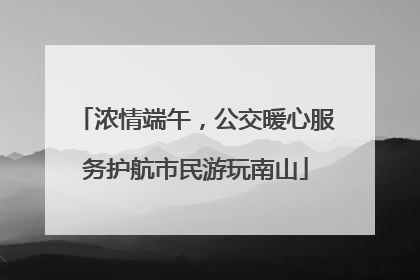 浓情端午，公交暖心服务护航市民游玩南山