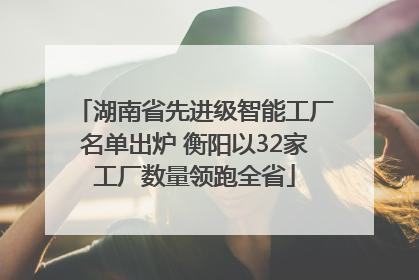 湖南省先进级智能工厂名单出炉 衡阳以32家工厂数量领跑全省