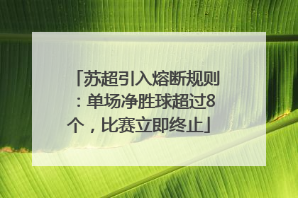 苏超引入熔断规则：单场净胜球超过8个，比赛立即终止