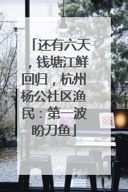还有六天，钱塘江鲜回归，杭州杨公社区渔民：第一波盼刀鱼