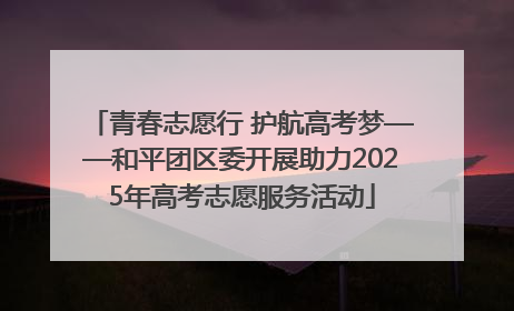 青春志愿行 护航高考梦——和平团区委开展助力2025年高考志愿服务活动